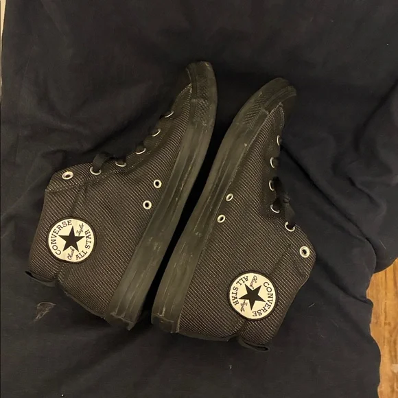 Converse Black High-Top Sneakers with Red Interior - Picture 5 of 7